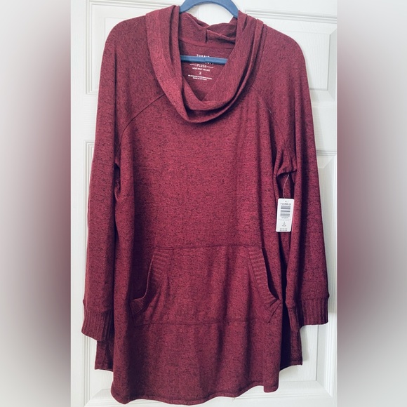 Torrid zinfandel cherry red super soft plush cowl sweatshirt size 2X (2) NWT - Picture 5 of 11